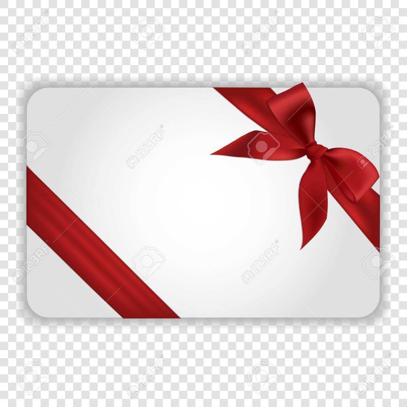 White Blank Gift Card Template With Red Ribbon And A Bow. Vector.. For Present Card Template