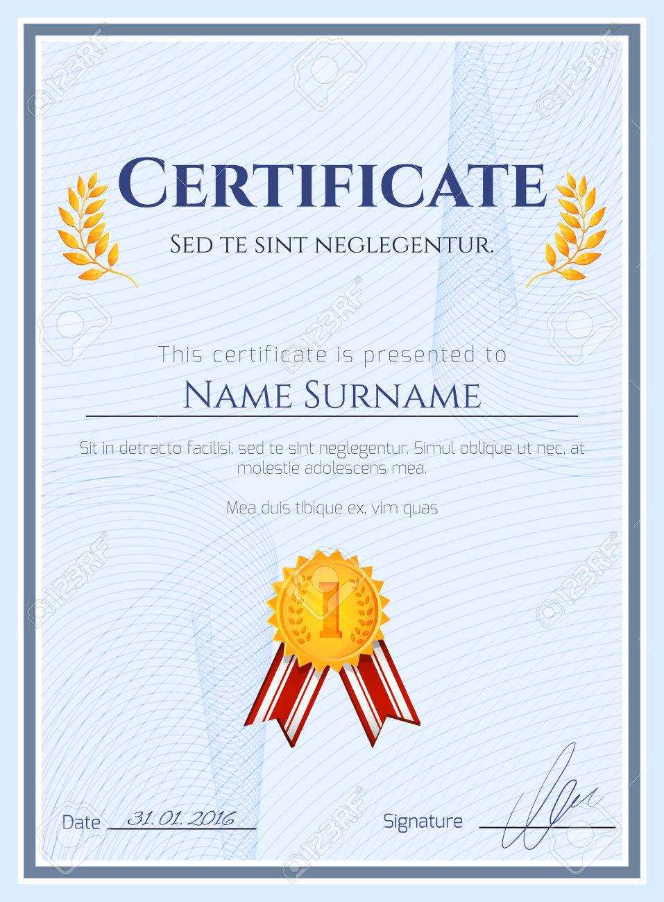 Winner Certificate Diploma Template With Seal Award Decoration.. Regarding Winner Certificate Template