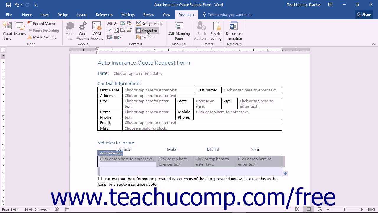 Word 2016 Tutorial Repeating Section Content Control Microsoft Training With Information Mapping Word Template