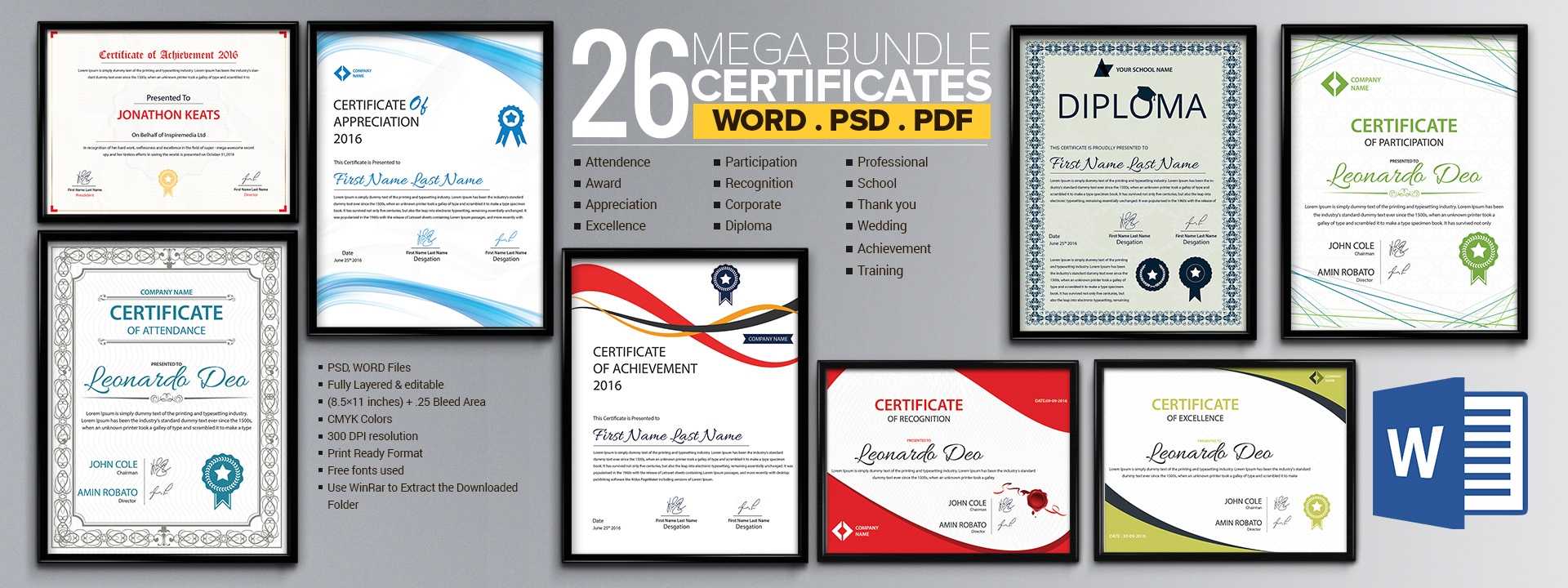 Word Certificate Template – 53+ Free Download Samples Regarding Attendance Certificate Template Word