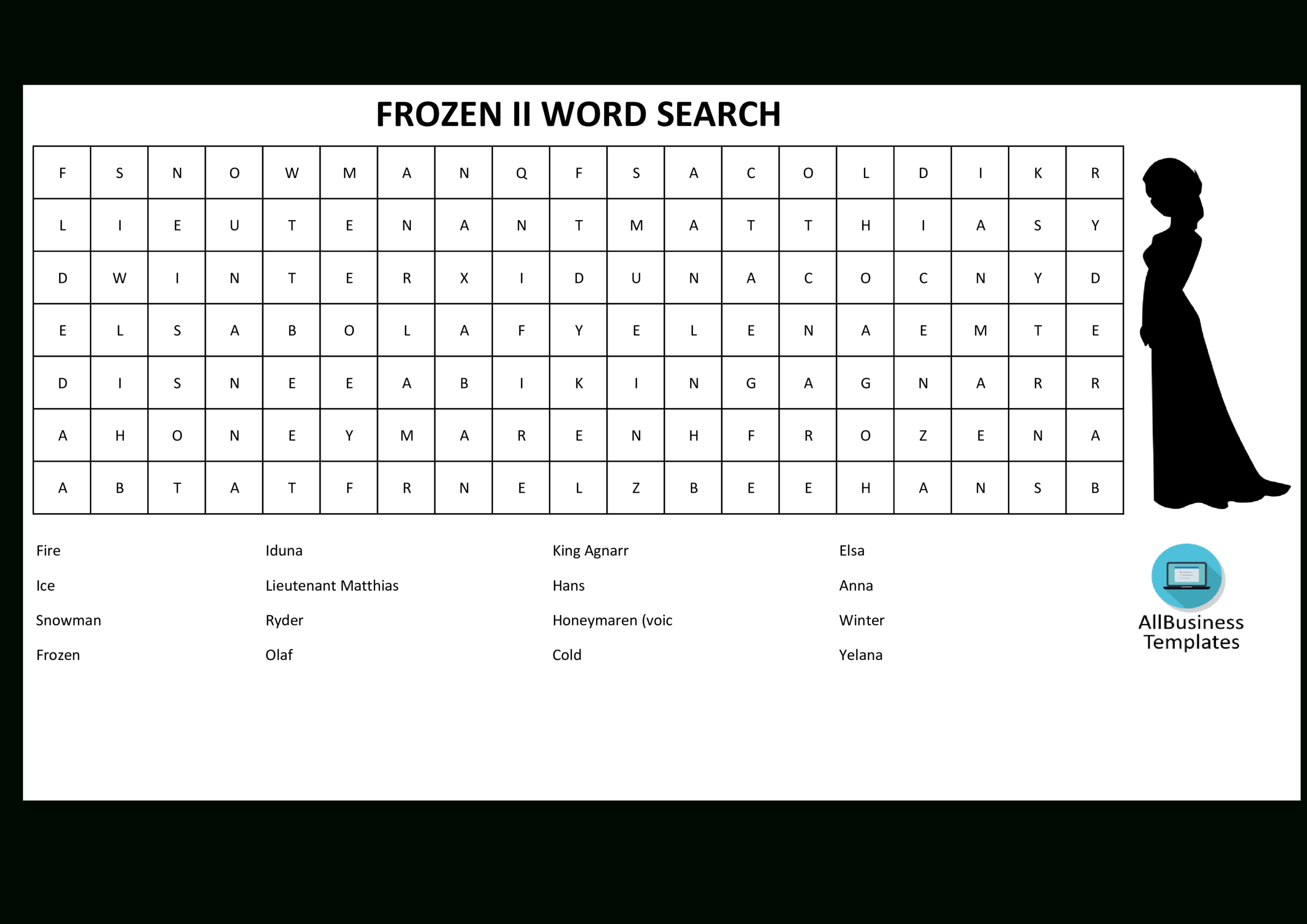 Word Search Frozen 2 With Answers | Templates At With Word Sleuth Template