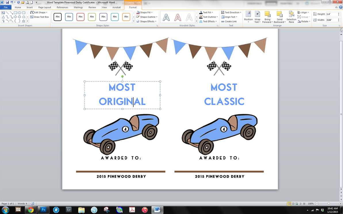 Word Template Pinewood Derby With Regard To Pinewood Derby Certificate Template