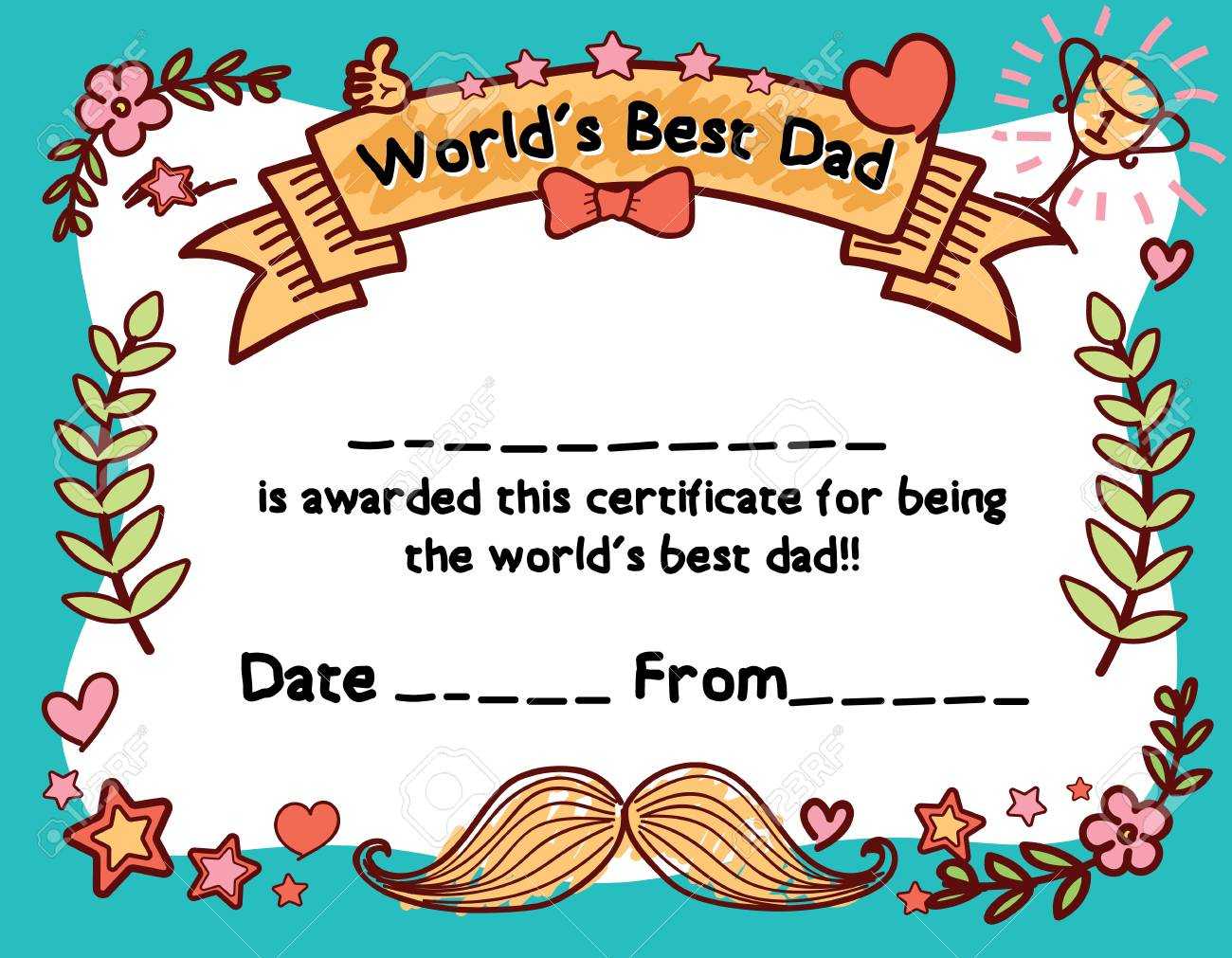 World's Best Dad Award Certificate Template For Father's Day Throughout Player Of The Day Certificate Template