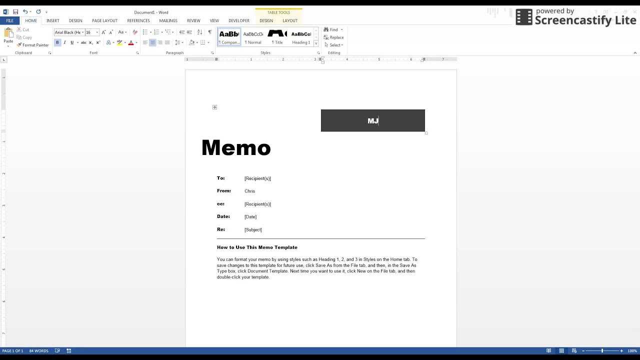 Write A Memo Using Word's Template Throughout Memo Template Word 2013