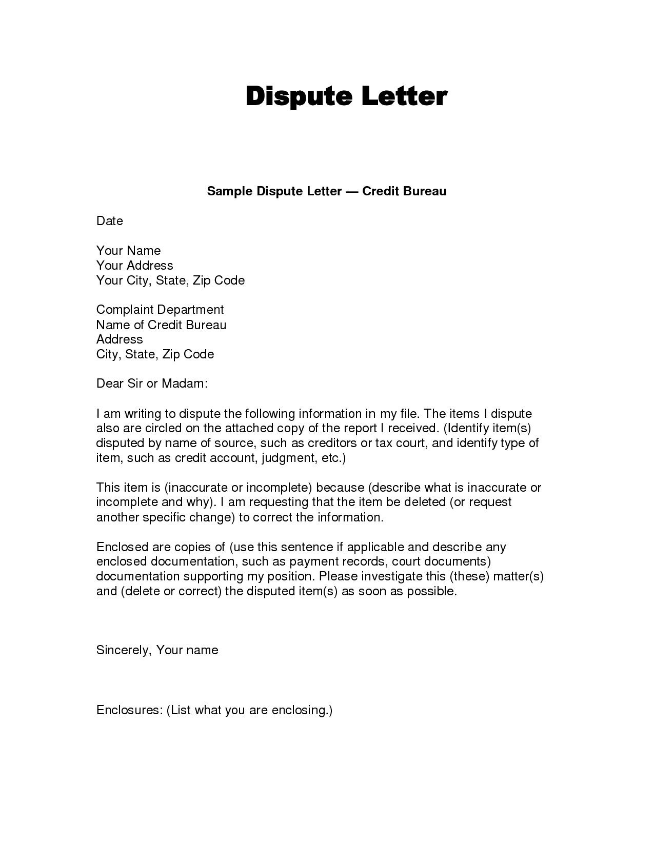 Writing Dispute Letter Format | Credit Bureaus, Lettering Inside Credit Report Dispute Letter Template