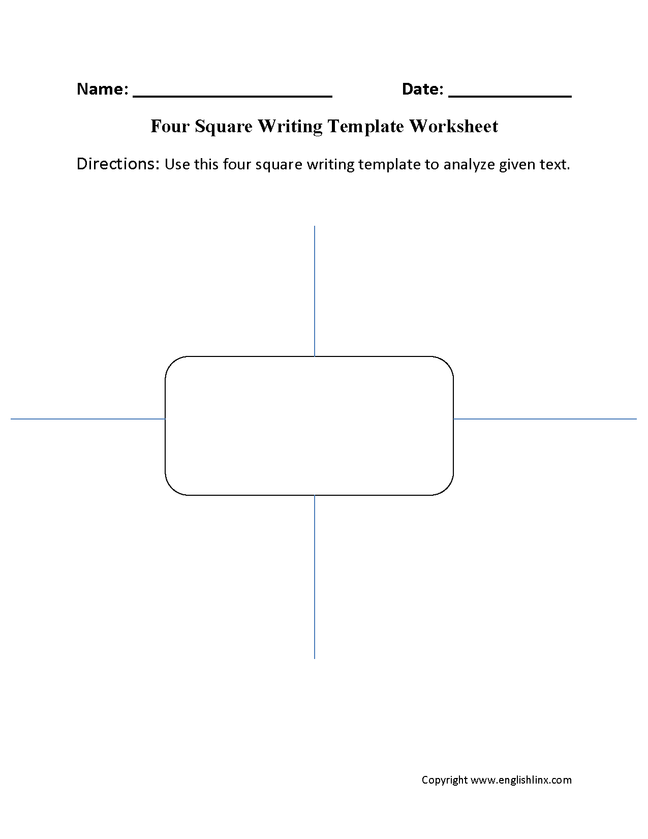 Writing Template Worksheets | Four Square Writing Template In Blank Four Square Writing Template