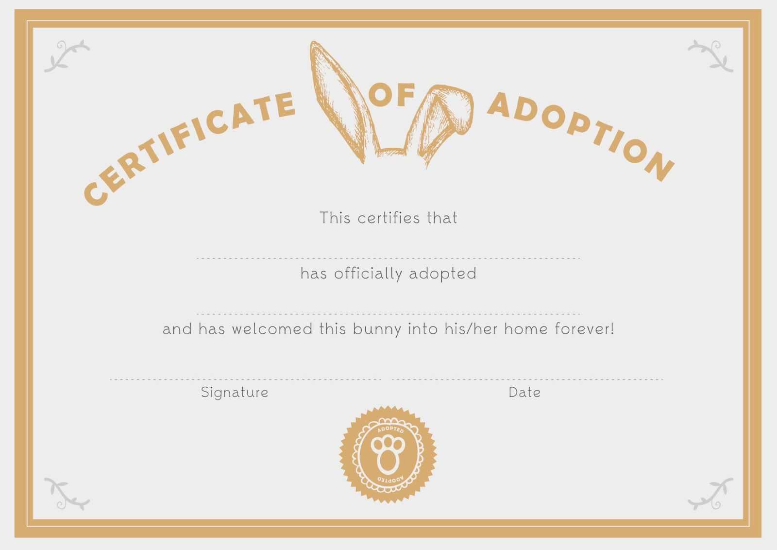 You Are In Good Company: Good On Paper – Bunny Adoption Pertaining To Child Adoption Certificate Template