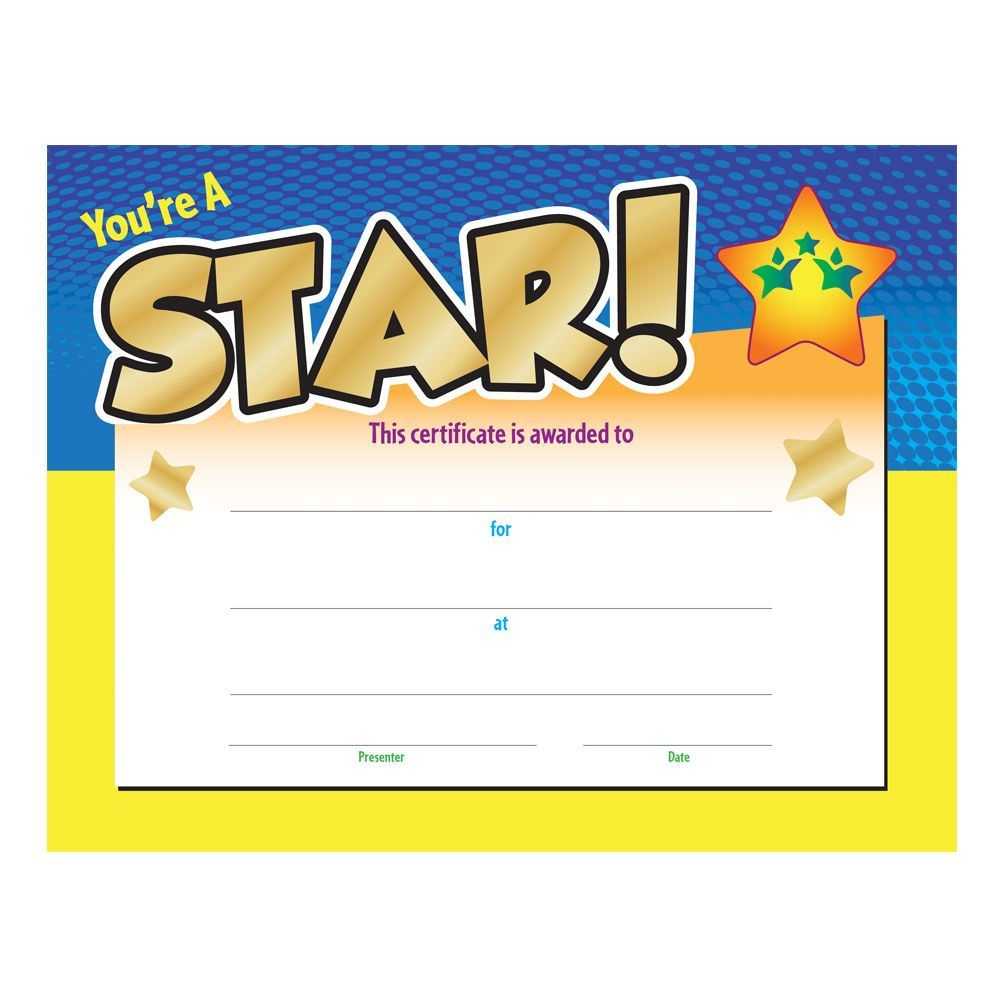 You're A Star! Award Gold Foil Stamped Certificate Throughout Star Certificate Templates Free
